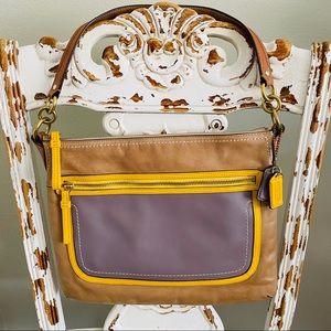 Coach Purse Tan and Yellow Leather